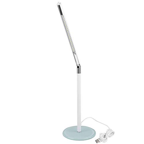 LED USB Desk Lamp for Students - Adjustable Brightness Eye-Care Reading Light with Touch Control | Perfect for Home Office, Dorm Room, Bedside Nightstand & Makeup Vanity | White Modern Table Lamp with USB Charging Port