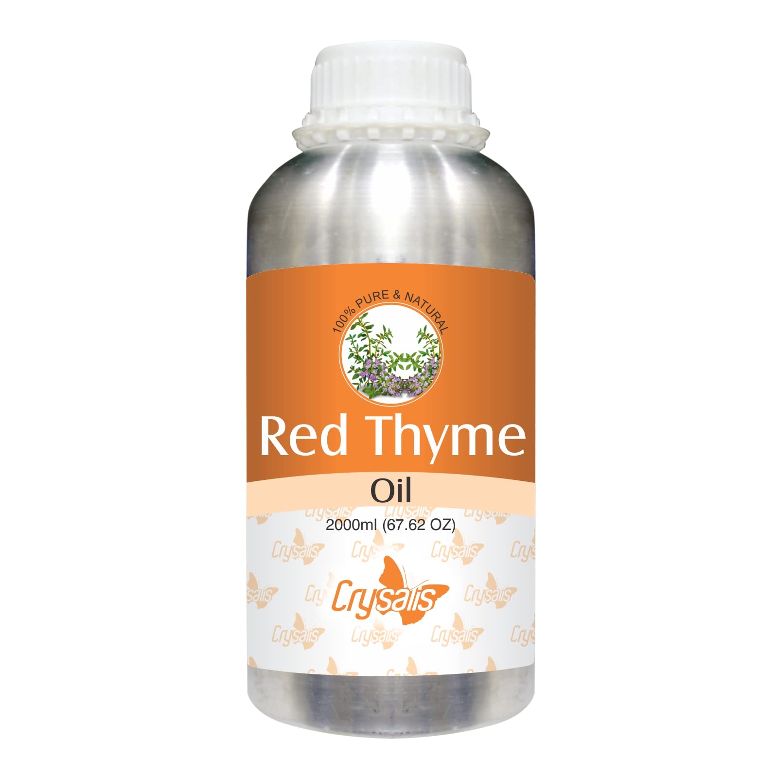 100% Pure & Natural Organic Thyme Essential Oil (Thymus Serpyllum) - Undiluted for Aromatherapy, Skin Care, Hair Growth & Massage | Large 2000ml Bottle | Perfect for Diffusers, DIY Beauty Products & Relaxation Therapy