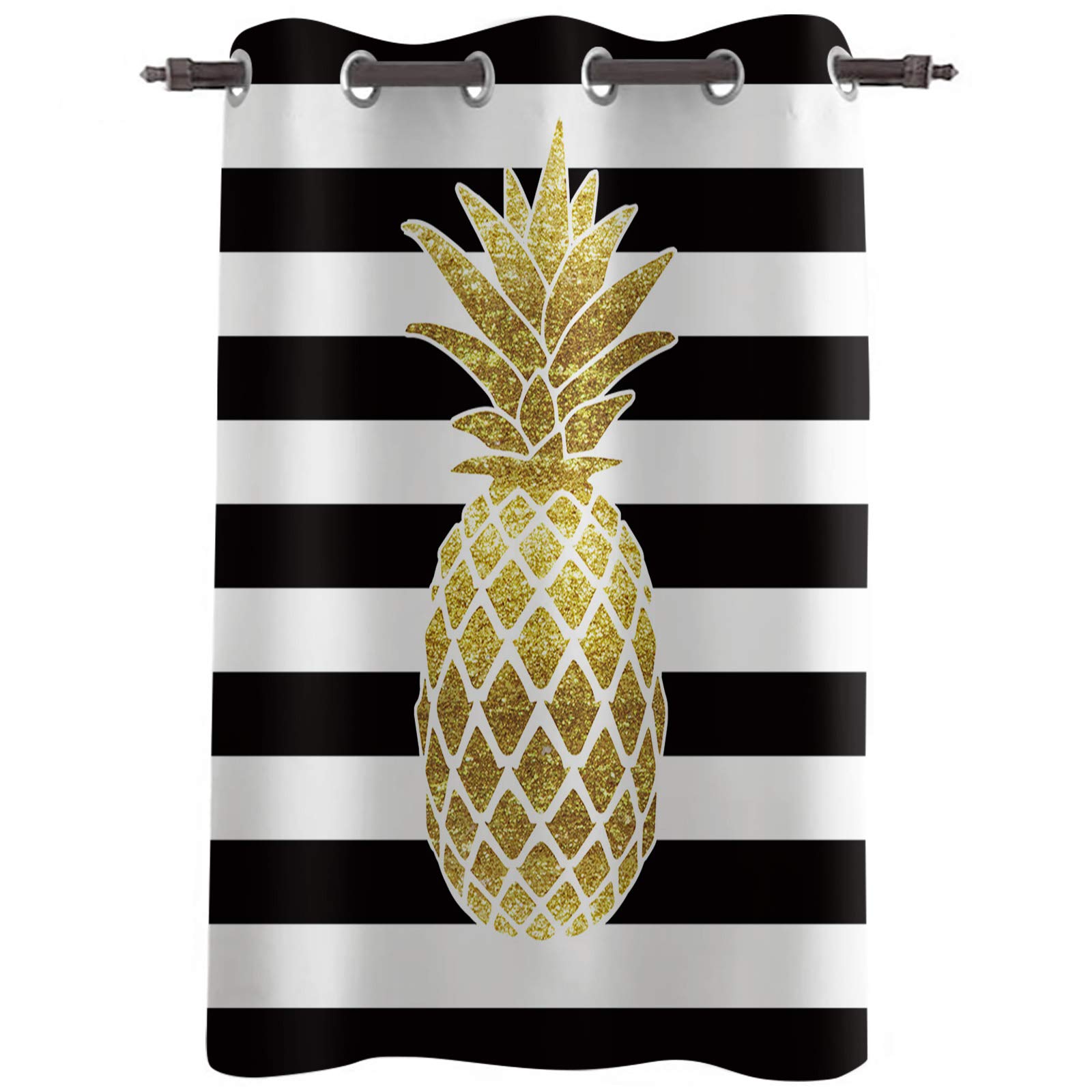Blackout Pineapple Curtains - Room Darkening, Noise Reducing for Bedroom & Dorm Decor
