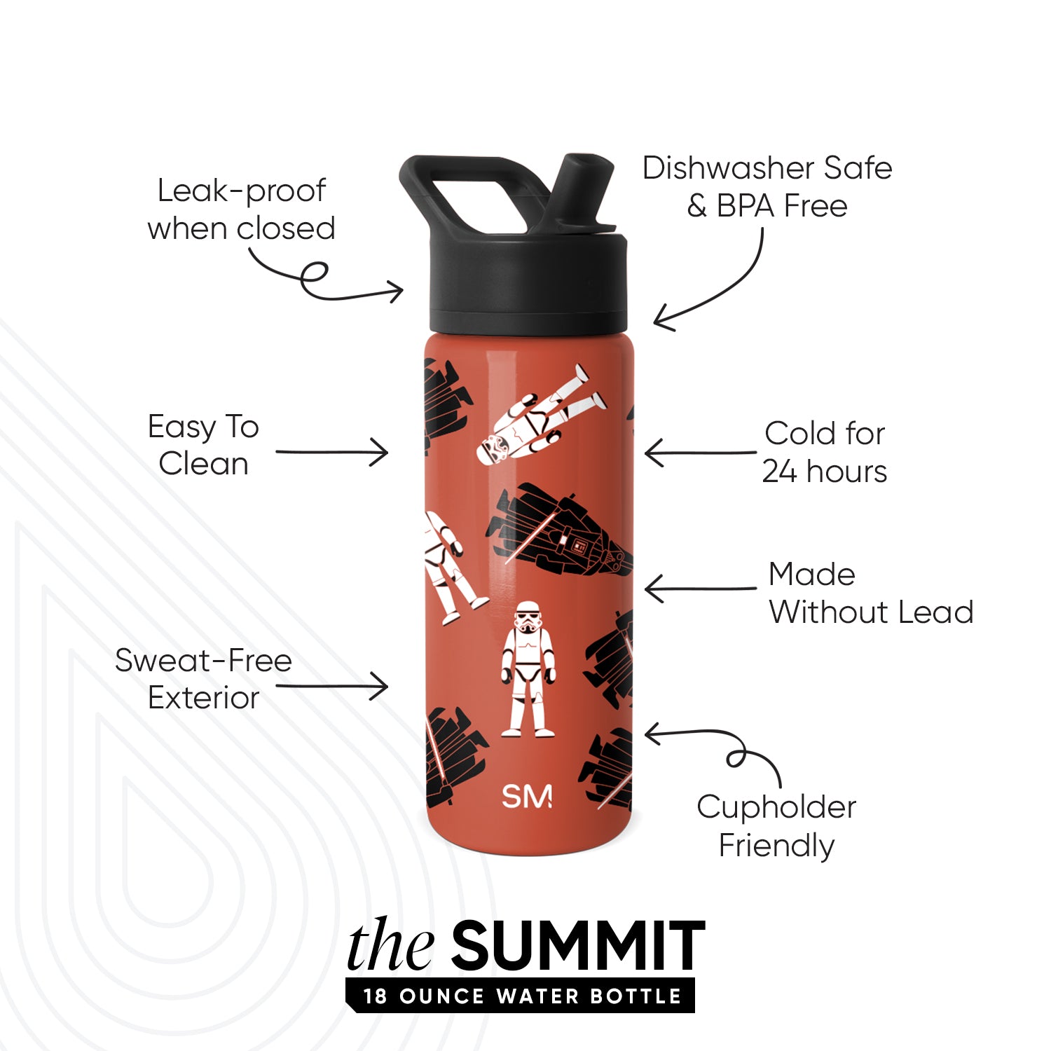 Summit Kids Water Bottle with Straw Lid - BPA Free, Leak Proof, Insulated Stainless Steel Bottle for School, Sports & Outdoor Activities