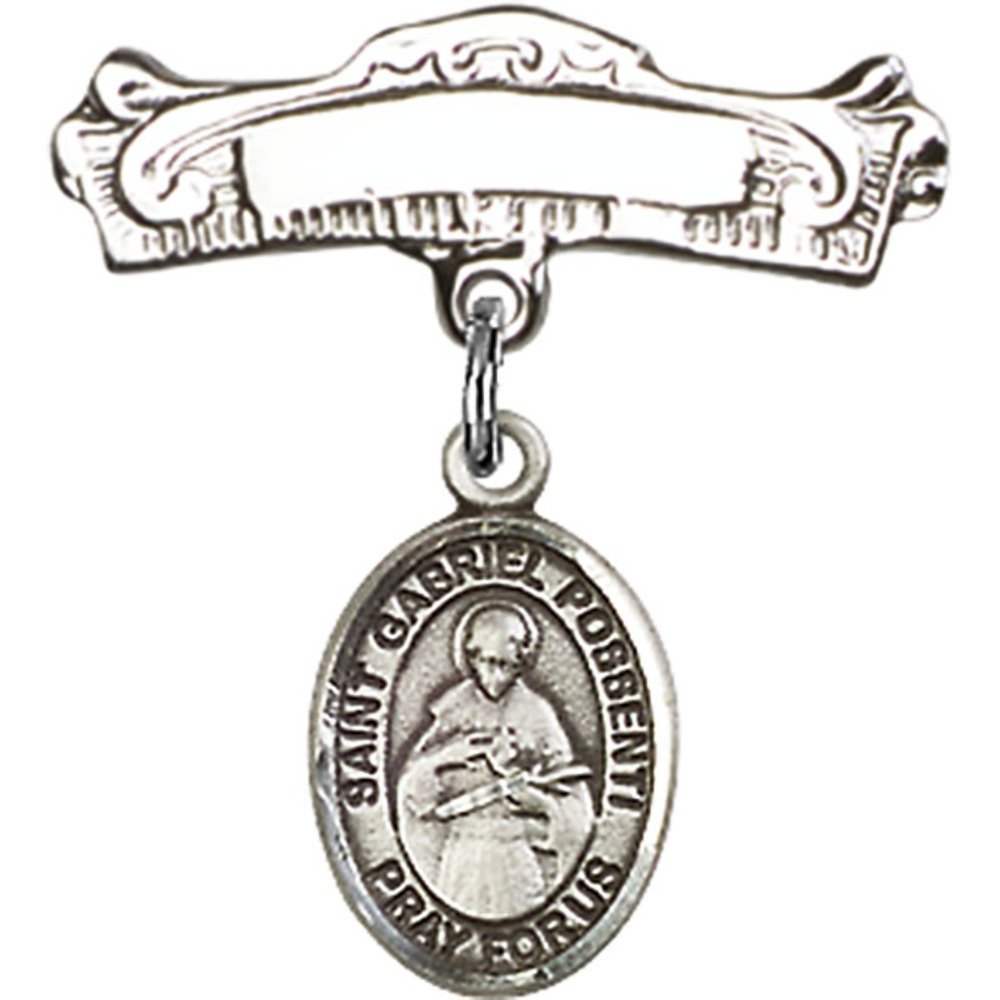Sterling Silver Baby Badge with St. Gabriel Possenti Charm - 7/8