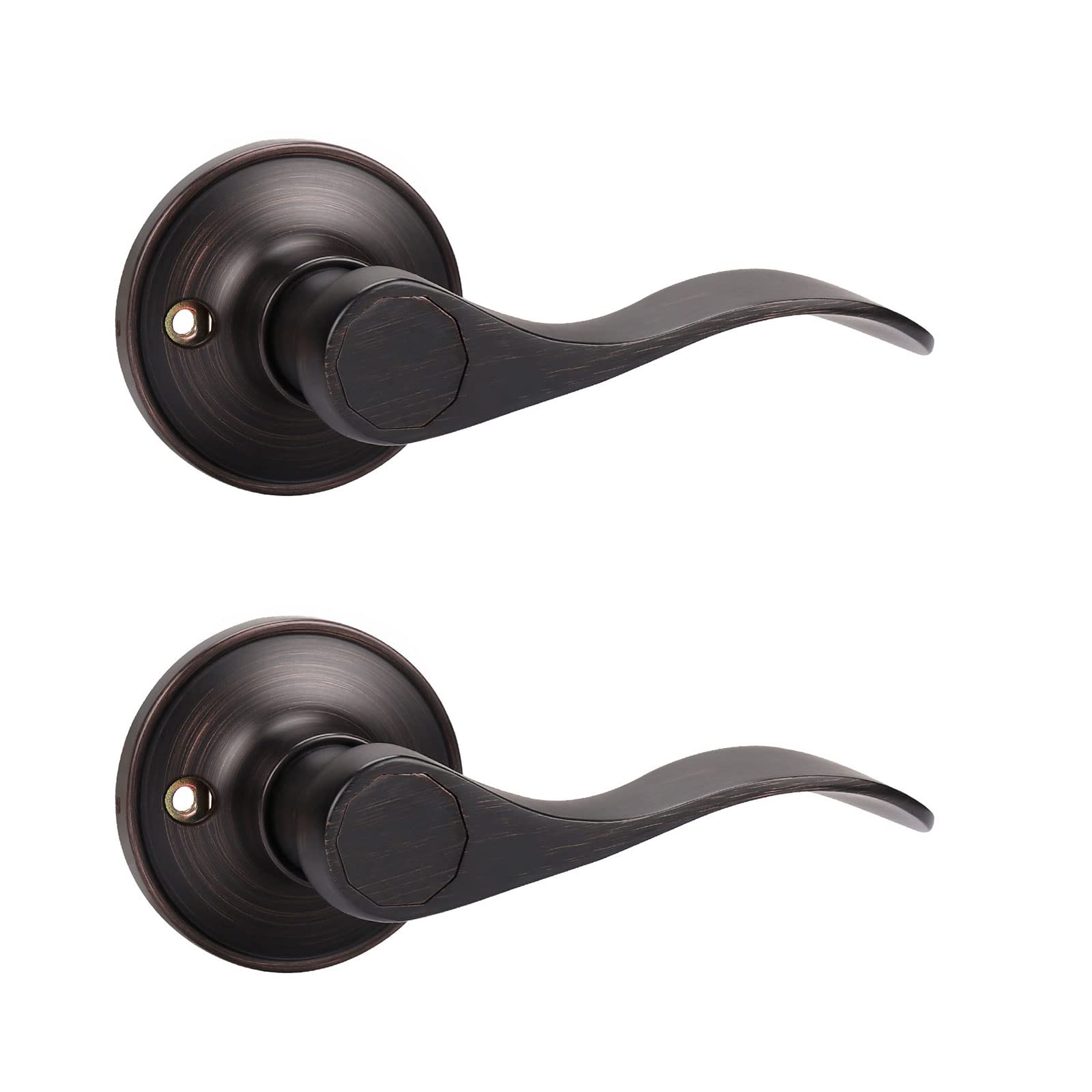 KNOBWELL 2 Pack Bronze Dummy Lever Door Handle - Interior & Closet Door Knob with Right Handing (No Lock/Latch) - Perfect for Bedrooms, Bathrooms & Storage Rooms