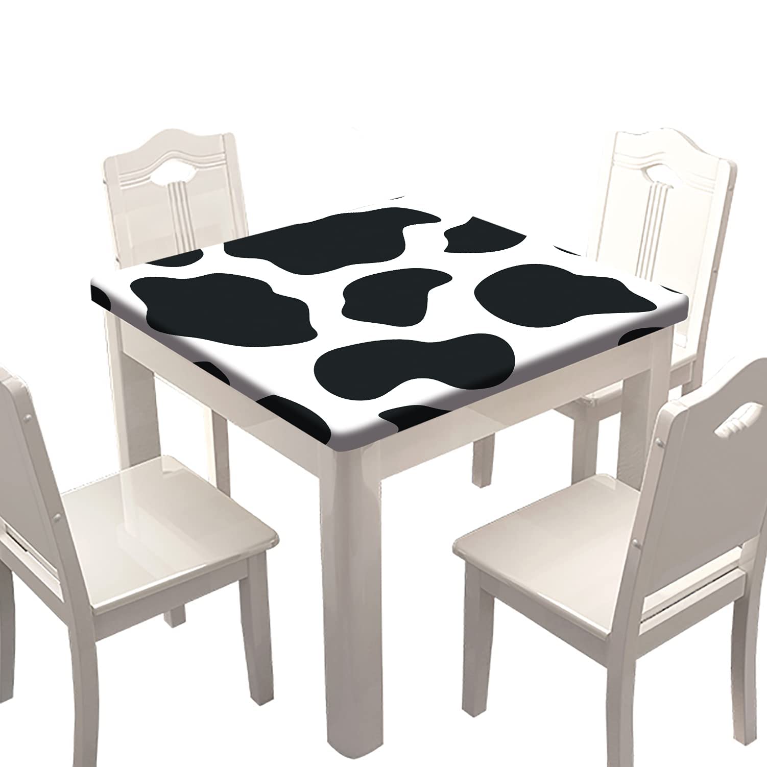 Black & White Cow Print Fitted Tablecloth - 30