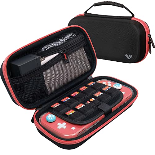 ButterFox Extra Large Carrying Case for Nintendo Switch Lite - Coral/Black | Fits Charger, Games & Accessories | Compatible with JETech Protective Case & Most Grips | Perfect for Travel, Gaming On-The-Go & Storage Protection