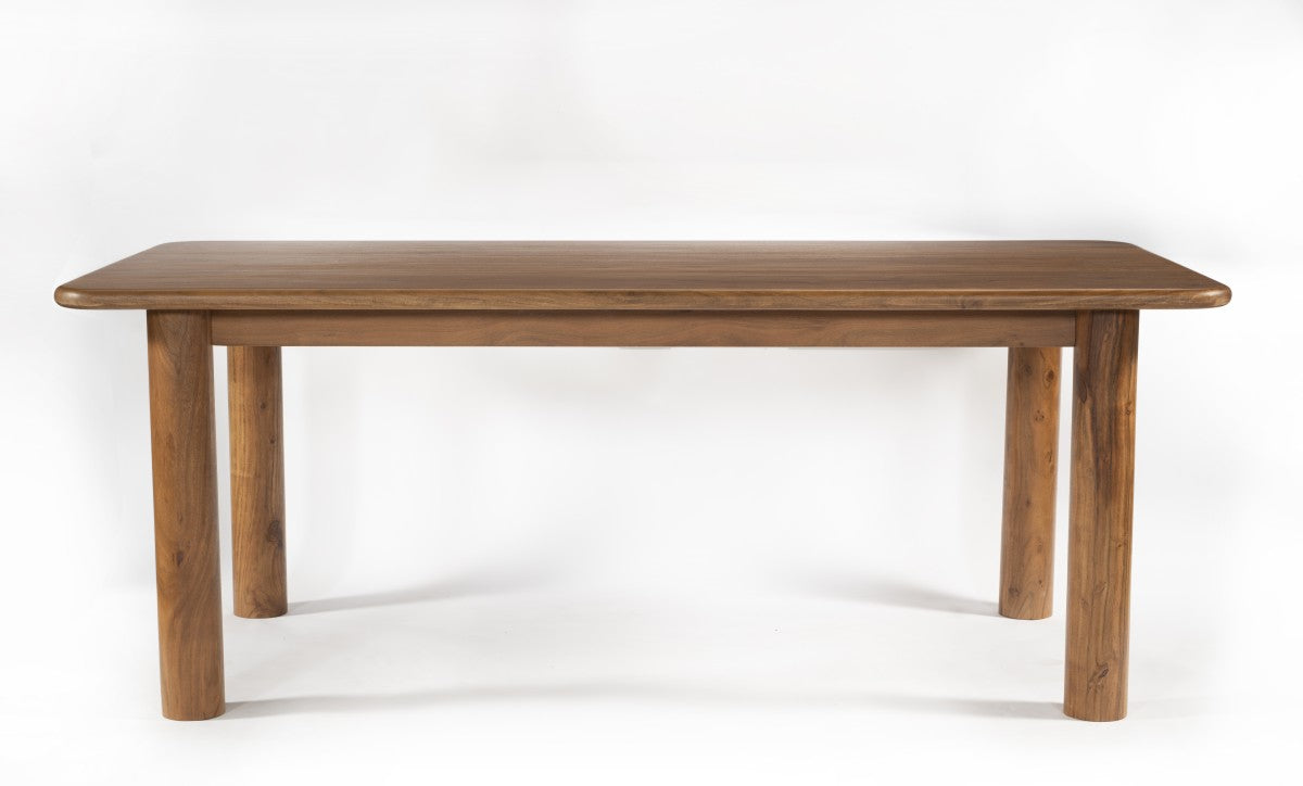 **Acacia Wood Dining Table - Rustic Brown Farmhouse Style for Kitchen & Dining Room - Perfect for Family Gatherings & Dinner Parties**
