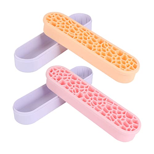 FOMIYES 2Pcs Makeup Brush Holder - Cosmetic Organizer for Brushes & Eyeliners (Yellow/Pink) - Perfect for Vanity & Travel