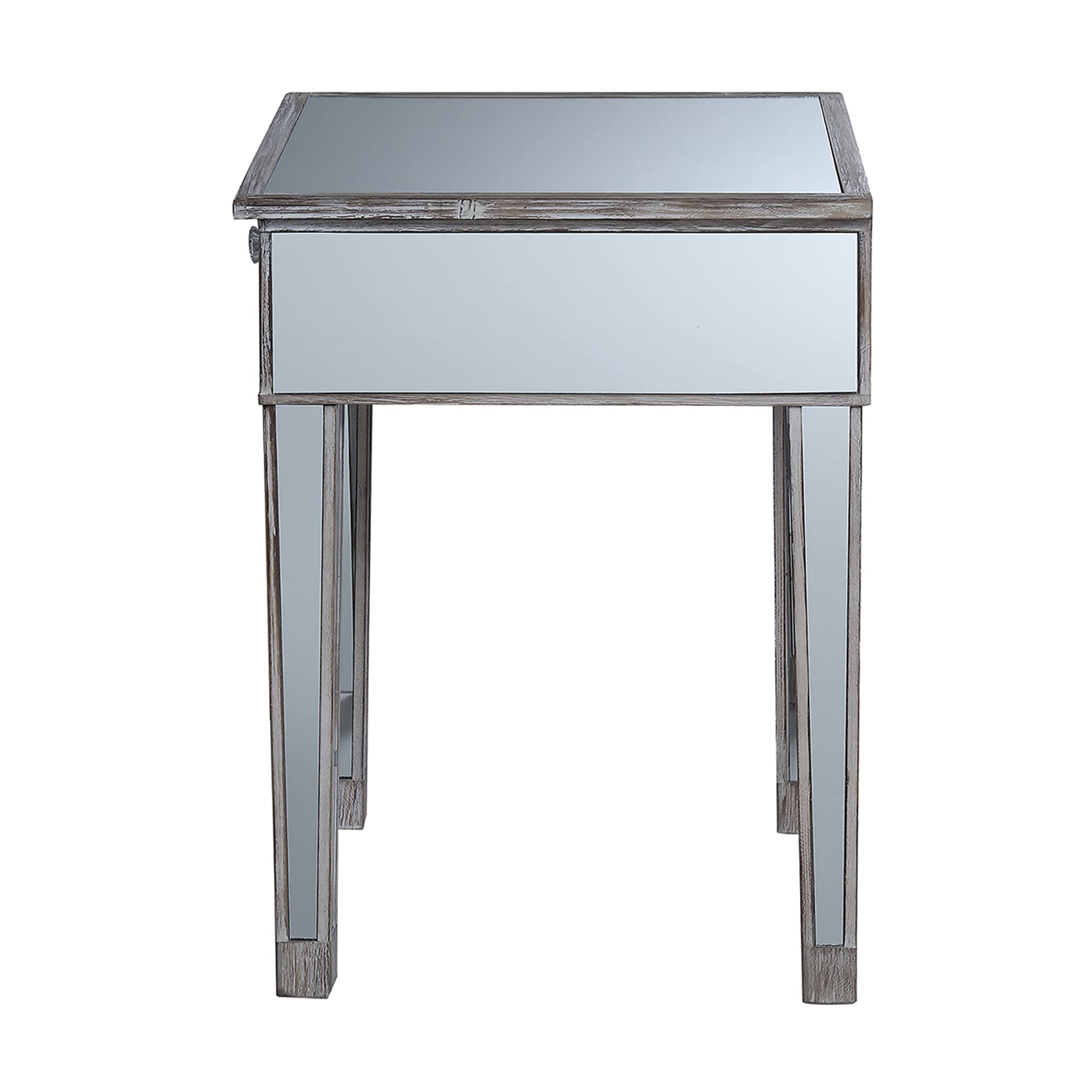 Ergode Gold Coast Mirrored 1 Drawer End Table - Modern Nightstand with Mirror for Bedroom, Living Room & Office - Stylish Accent Table with Storage
