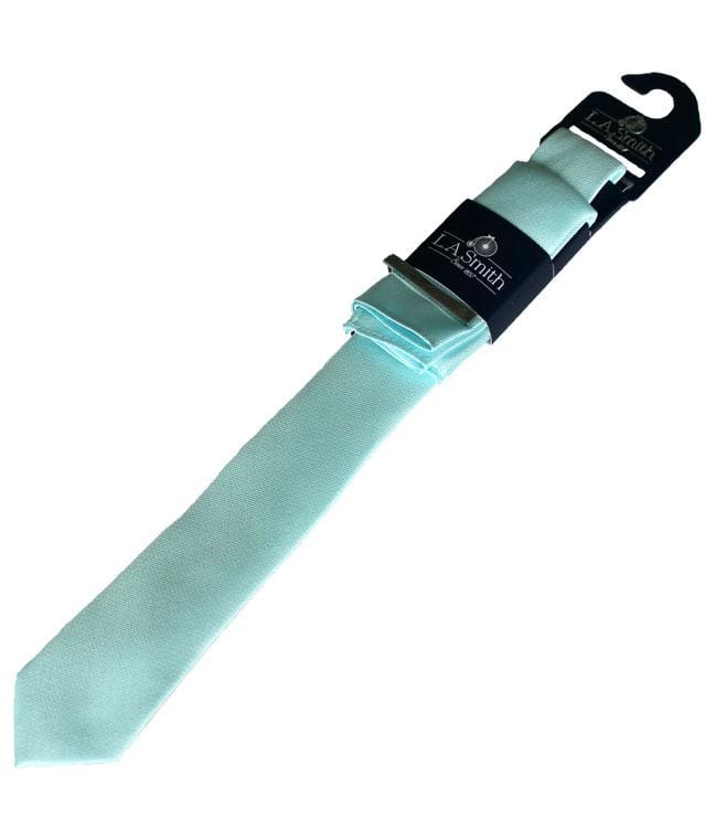 LA Smith Poly Blue Tie and Tie Bar Set for Men - Premium Silk Necktie with Matching Tie Clip - Perfect for Weddings, Business, and Formal Events
