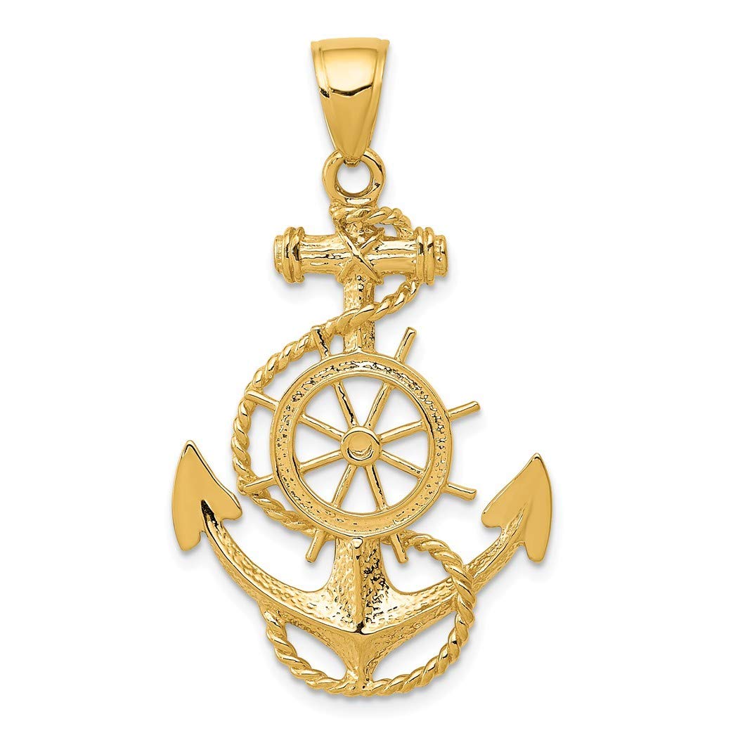 10K Gold Nautical Ship Anchor Wheel Pendant Necklace for Women - Elegant Marine-Themed Jewelry Gift for Sailors, Beach Lovers & Fashion Accessories (Perfect for Birthday, Anniversary, and Cruise Vacations)