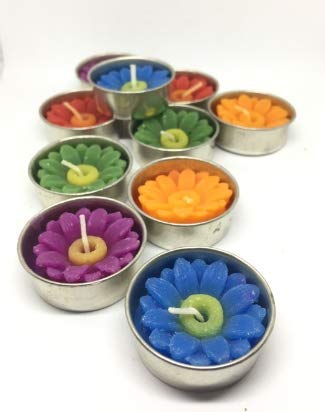 Studio One Mix Daisy Flower Tea Light Candles - 10 Pack of Floating, Scented Aromatherapy Candles for Relaxation | Perfect for Bath, Spa, Wedding Decor & Romantic Ambiance