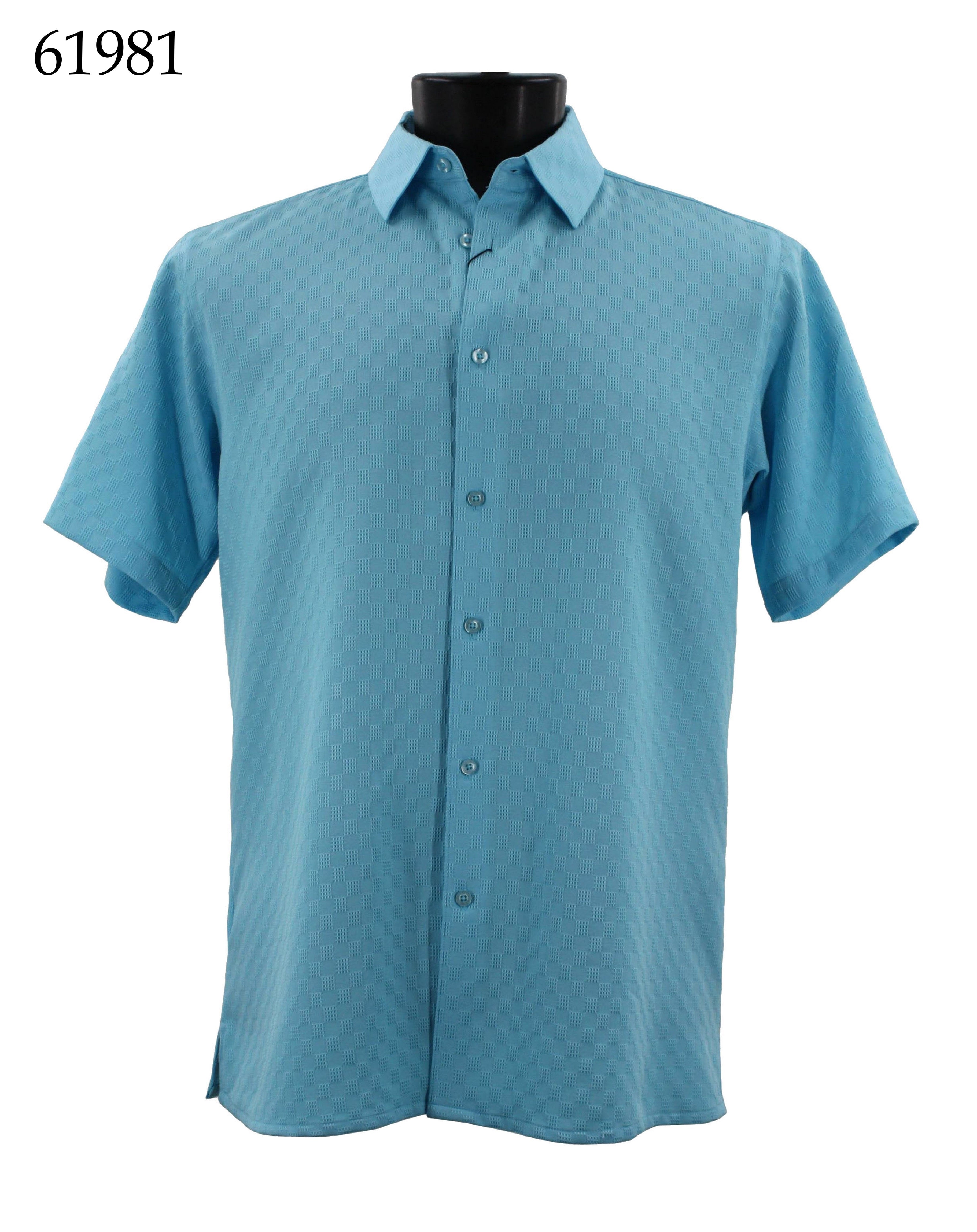 Bassiri Men's Casual Short Sleeve Shirt 61981 - Breathable Cotton Comfort Fit for Summer Outdoor Activities and Travel
