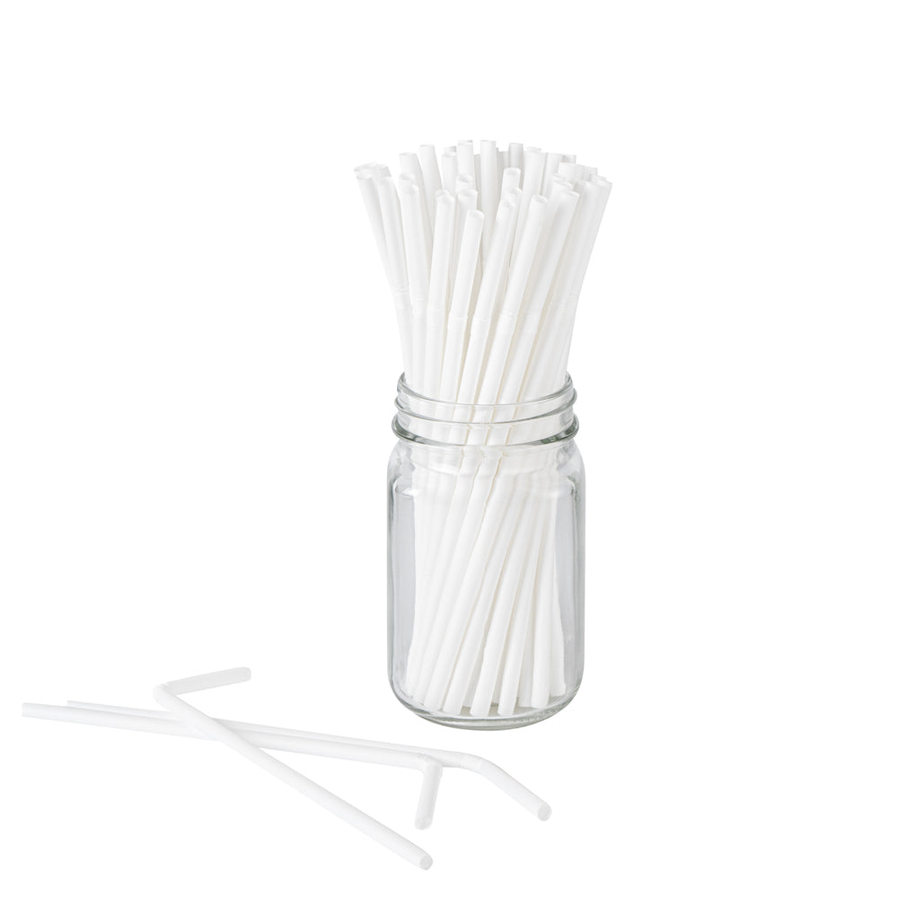 Eco-Friendly Compostable PLA/PBAT Plastic Straws - Flexible, Biodegradable, 8 1/4 Inch (100 Count) - Perfect for Restaurants, Cafes, and Home Use