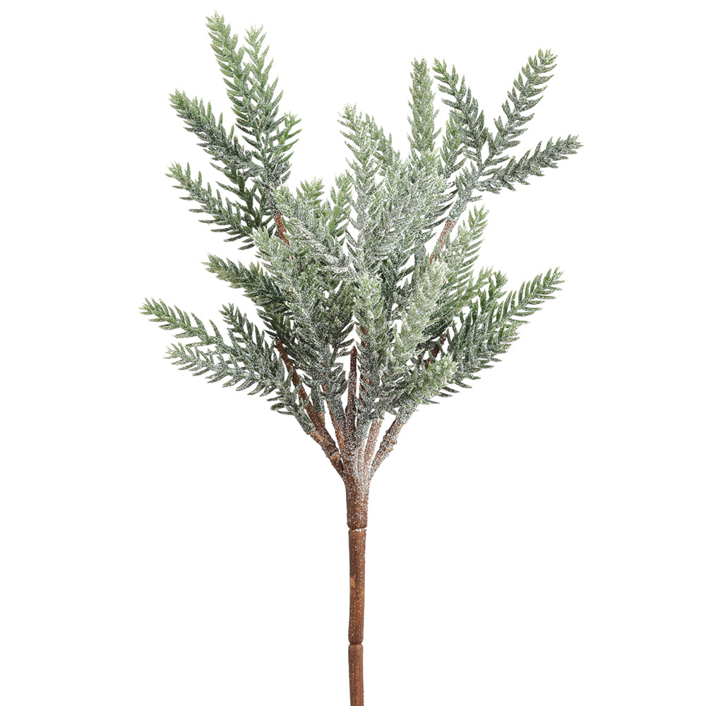 12 Pack Frosted Artificial Pine Stems - Green & White Christmas Decor for Holiday Wreaths, Centerpieces, and DIY Crafts