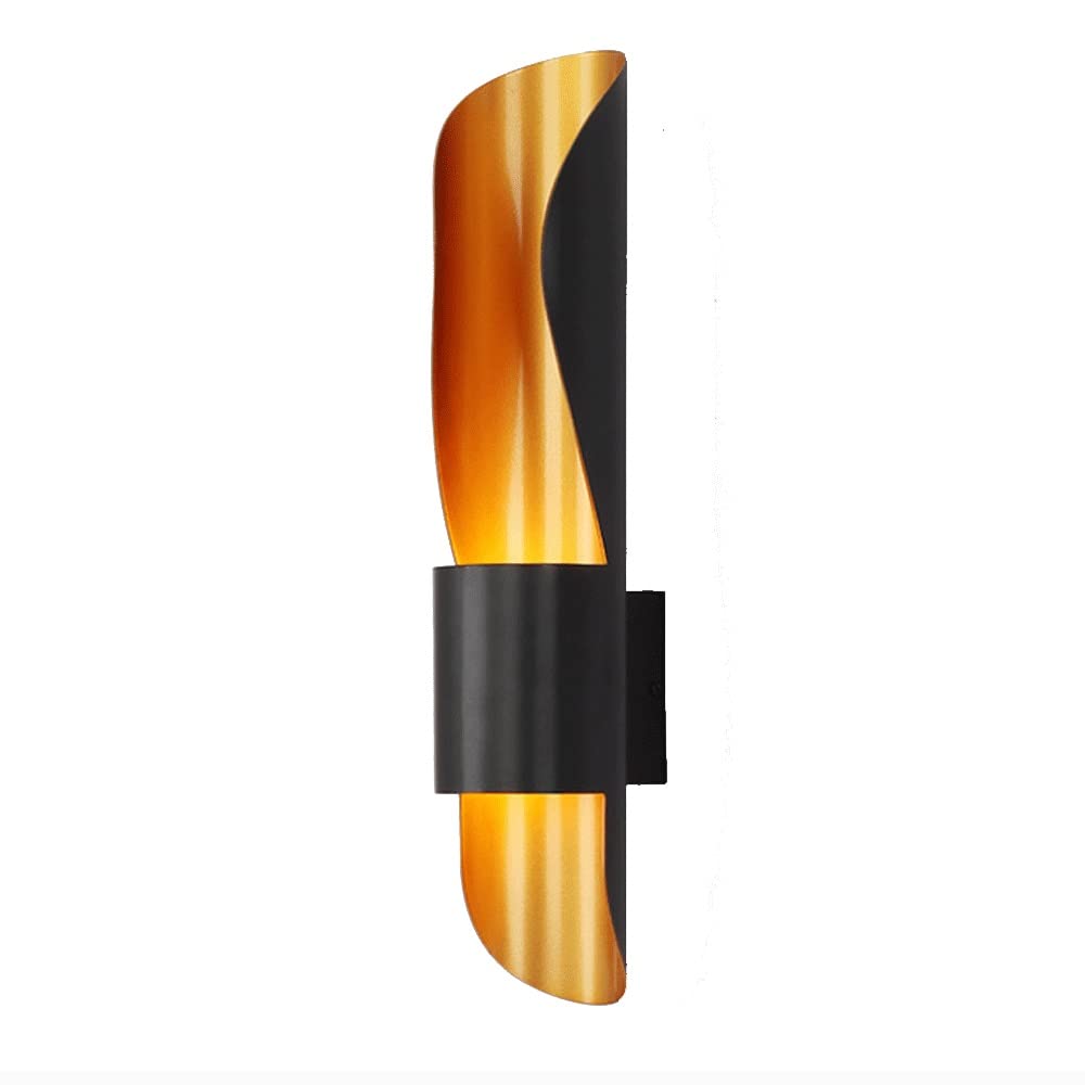 LED Creative Wall Sconce - Black & Gold Postmodern Metal Retro Wall Light - Industrial Style Art Decor Lighting Fixture for Bedroom, Dining Room, Living Room - Warm White Light - Perfect for Modern Homes, Lofts & Commercial Spaces