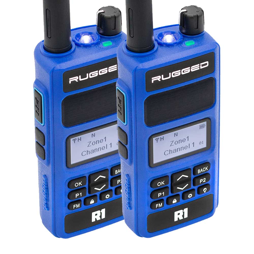 2 Pack R1 Business Band Digital Analog Handheld Radio by Rugged Radios - Durable Two-Way Radios for Construction, Security & Outdoor Adventures
