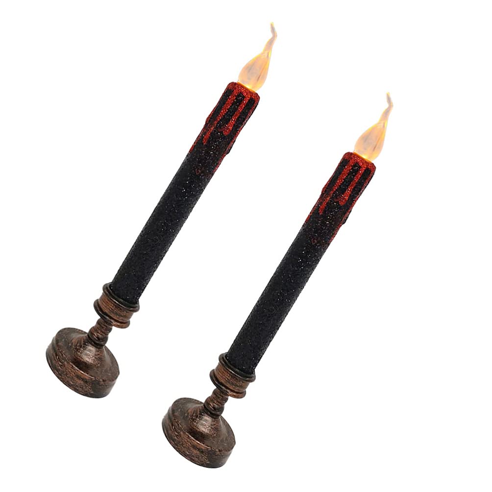 Amosfun 2-Pack Halloween Skull Candle Holders - Skeleton Ghost Hand Flameless LED Candle Lamps for Spooky Decor, Haunted House, Bar & Halloween Party Decorations | Perfect for Table Centerpieces & Outdoor Lighting