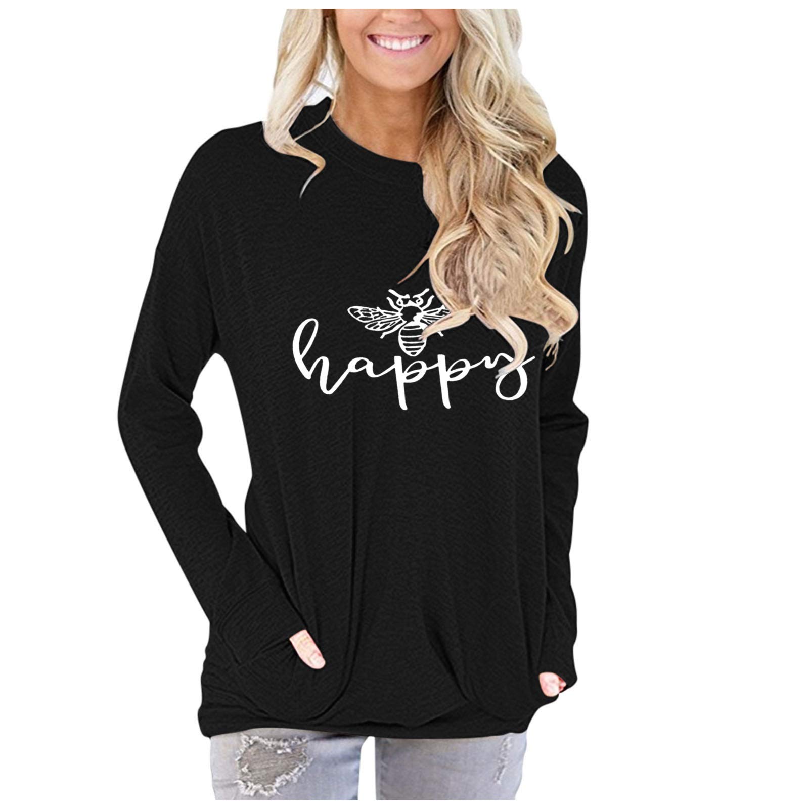 Women's Long Sleeve T-Shirt Blouse - Casual Crew Neck Loose Fitting Tunic Top for Fall | Comfortable Fashion Tops for Everyday Wear, Office & Outings