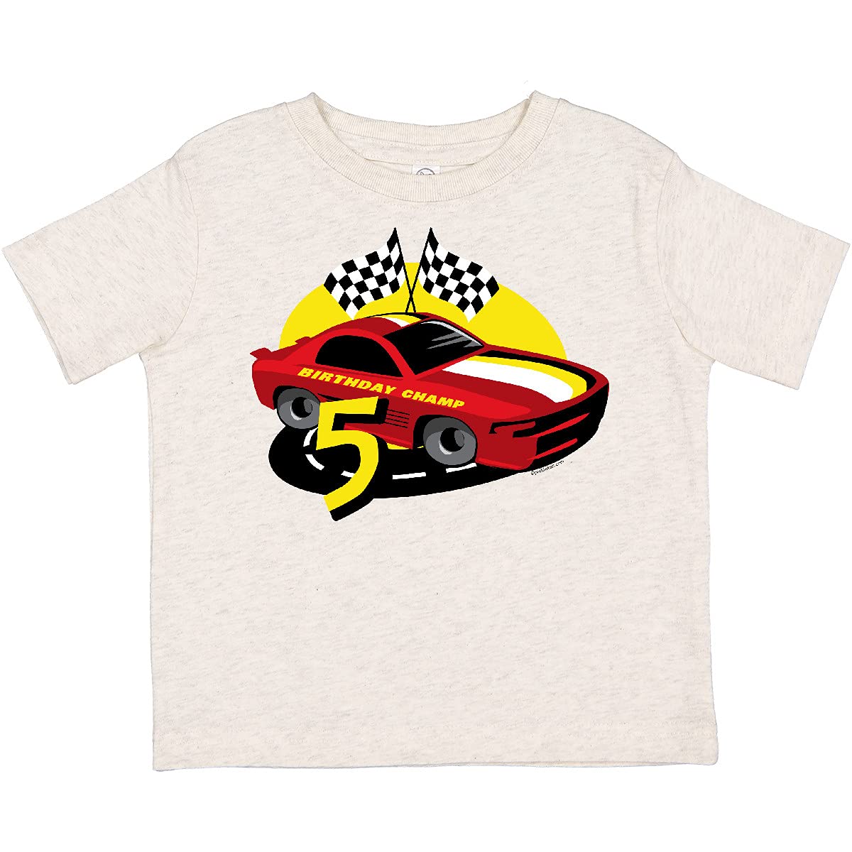 Inktastic Race Car 5th Birthday Toddler T-Shirt - Cute Toddler Boy Outfit for 5th Birthday Party, Car Themed Celebration & Casual Wear