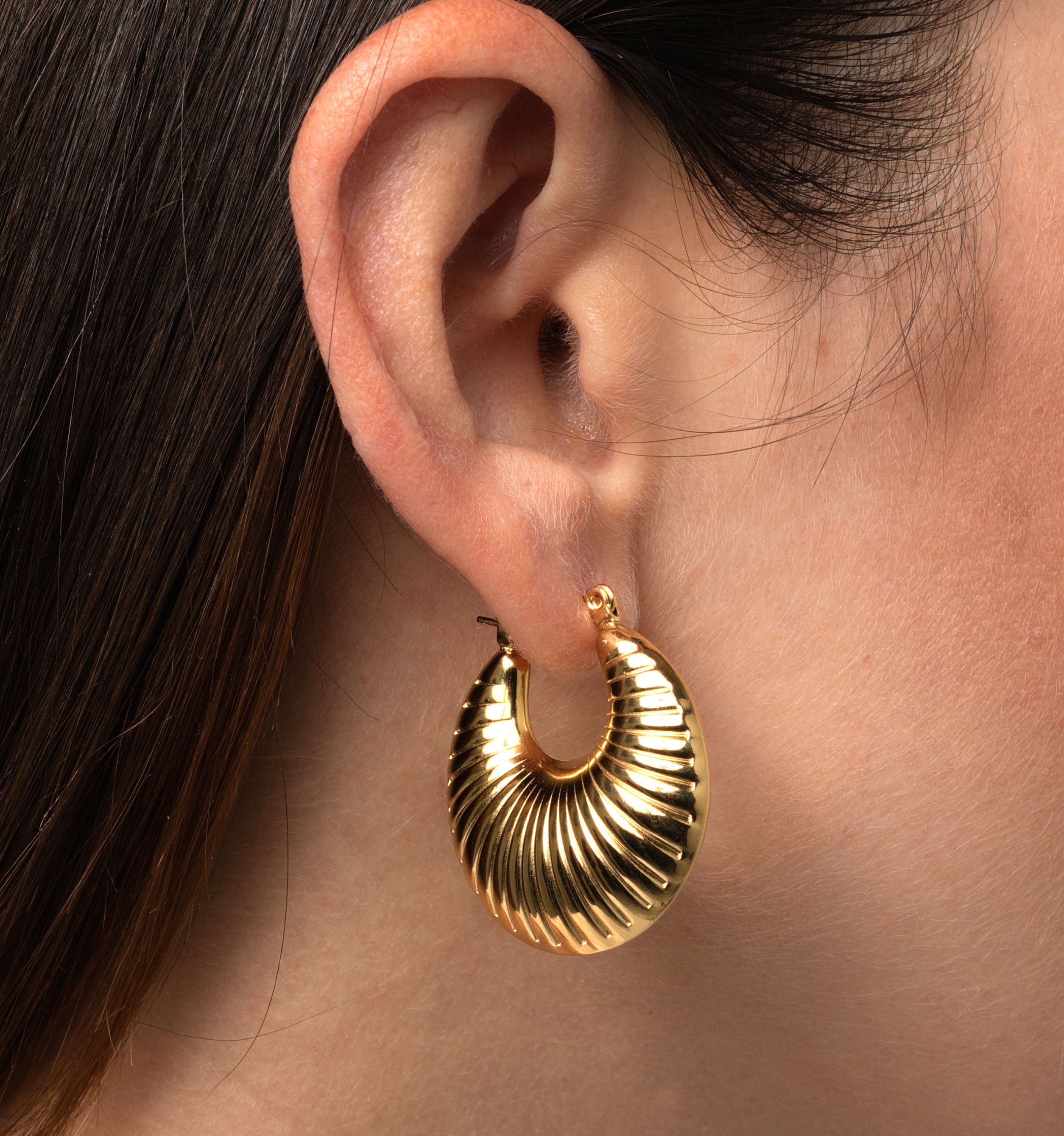 Amelia Textured Hoop Earrings for Women - Gold Plated Fashion Jewelry - Perfect for Parties, Weddings & Everyday Wear