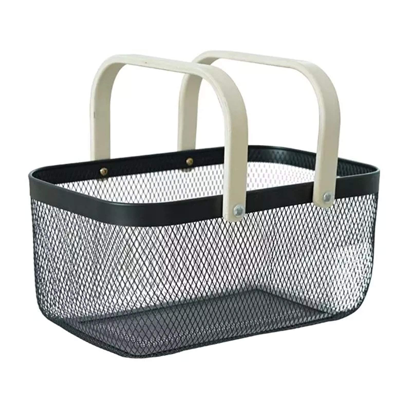 Wrought Iron Rectangle Fruit Basket - Handheld Storage Basket for Kitchen, Dining, and Home Decor (Black, One Size) | Perfect for Organizing Fruits, Vegetables, and Household Items