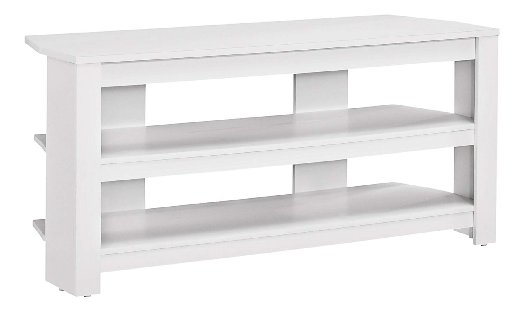 Monarch Specialties I 2567 42 Inch TV Stand - Modern White Laminate Entertainment Center with Storage Shelves for Living Room & Bedroom | Contemporary Media Console for TVs up to 65