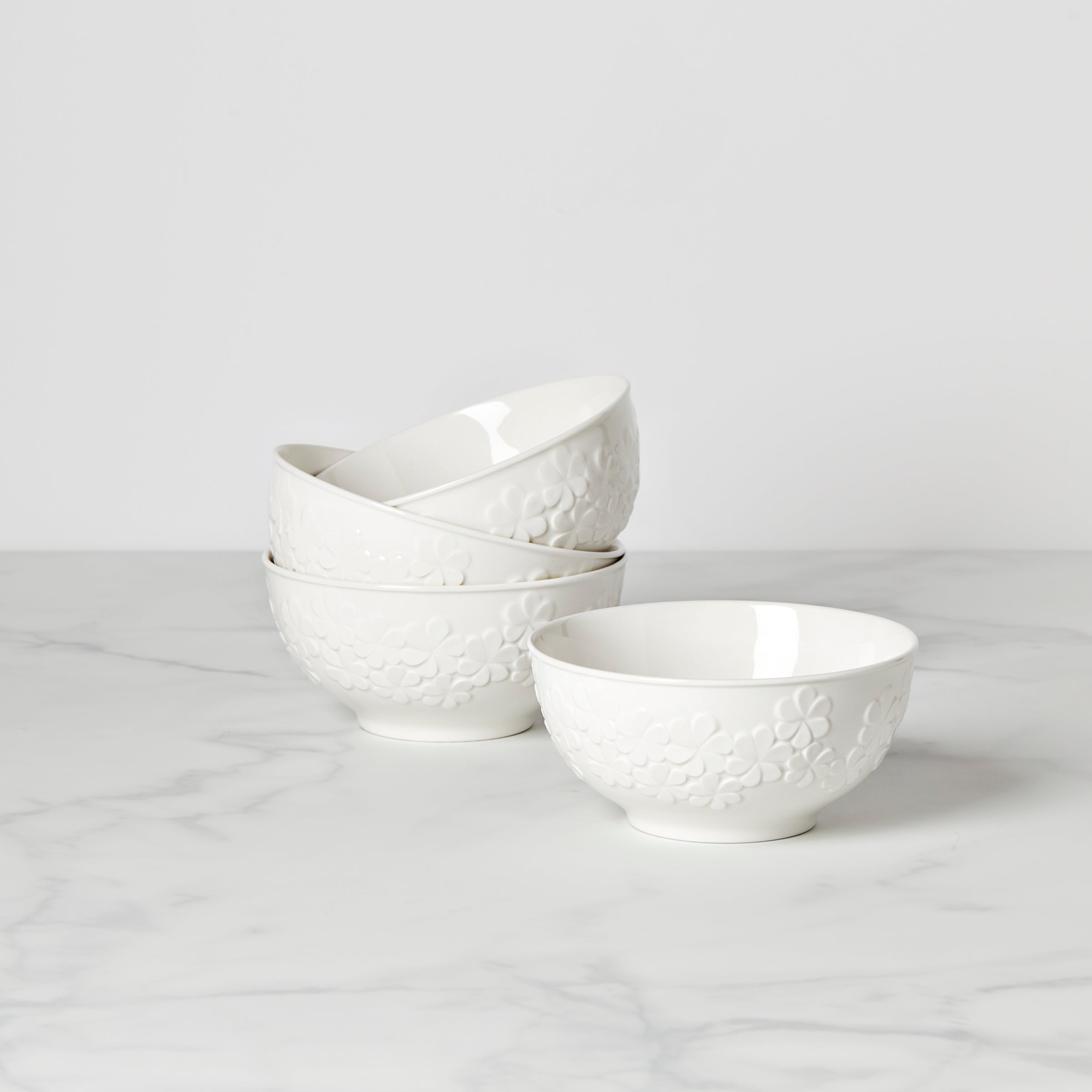 Blossom Lane 4-Piece Ceramic Bowls Set - Elegant & Durable Dinnerware for Soup, Salad, Cereal - Perfect for Family Dining & Entertaining