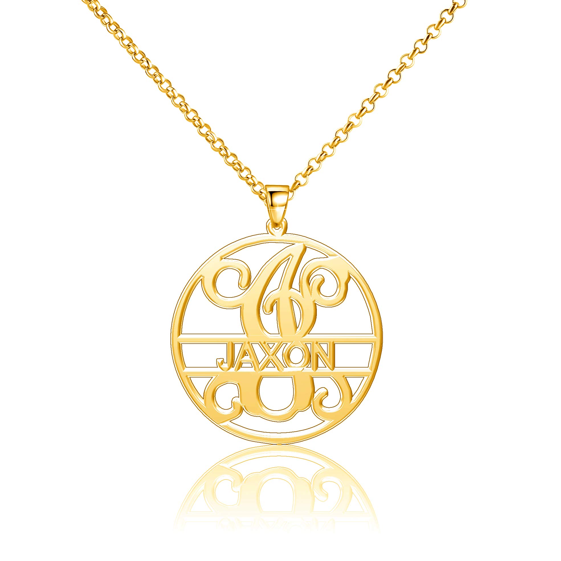 Moonlight Collections Jaxon Necklace - Personalized Initial Name Necklace for Women - Perfect Gift for Birthday, Anniversary & Valentine's Day