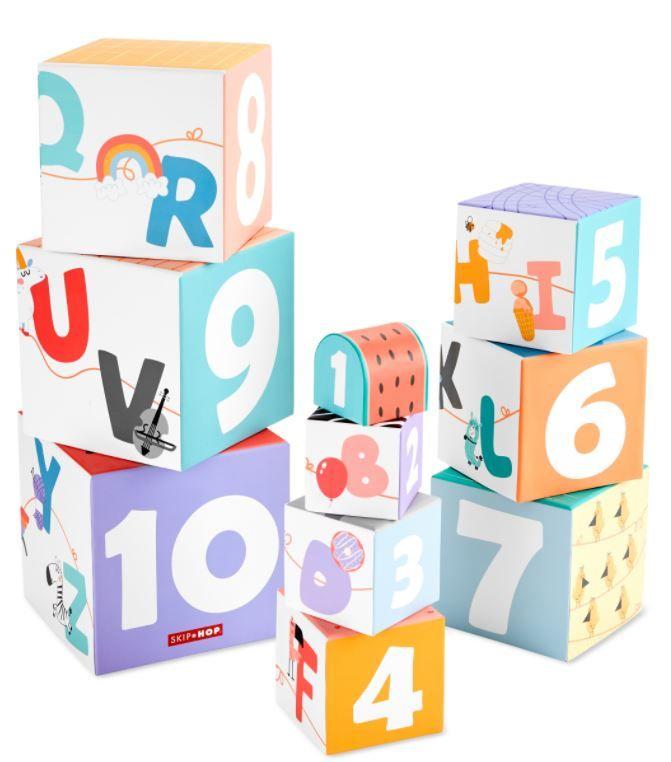 Skip Hop ABC & Me Nesting Blocks - Educational Alphabet Building Toys for Toddlers - Perfect for Preschool Learning & Playroom Decor
