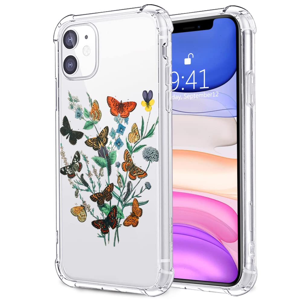 MAYCARI iPhone 11 Pro Case with Butterfly Floral Design - Clear Soft TPU Protective Cover | Slim Flexible Shock-Absorbing Anti-Scratch Phone Case | Perfect for Everyday Use, Travel & Gift Giving