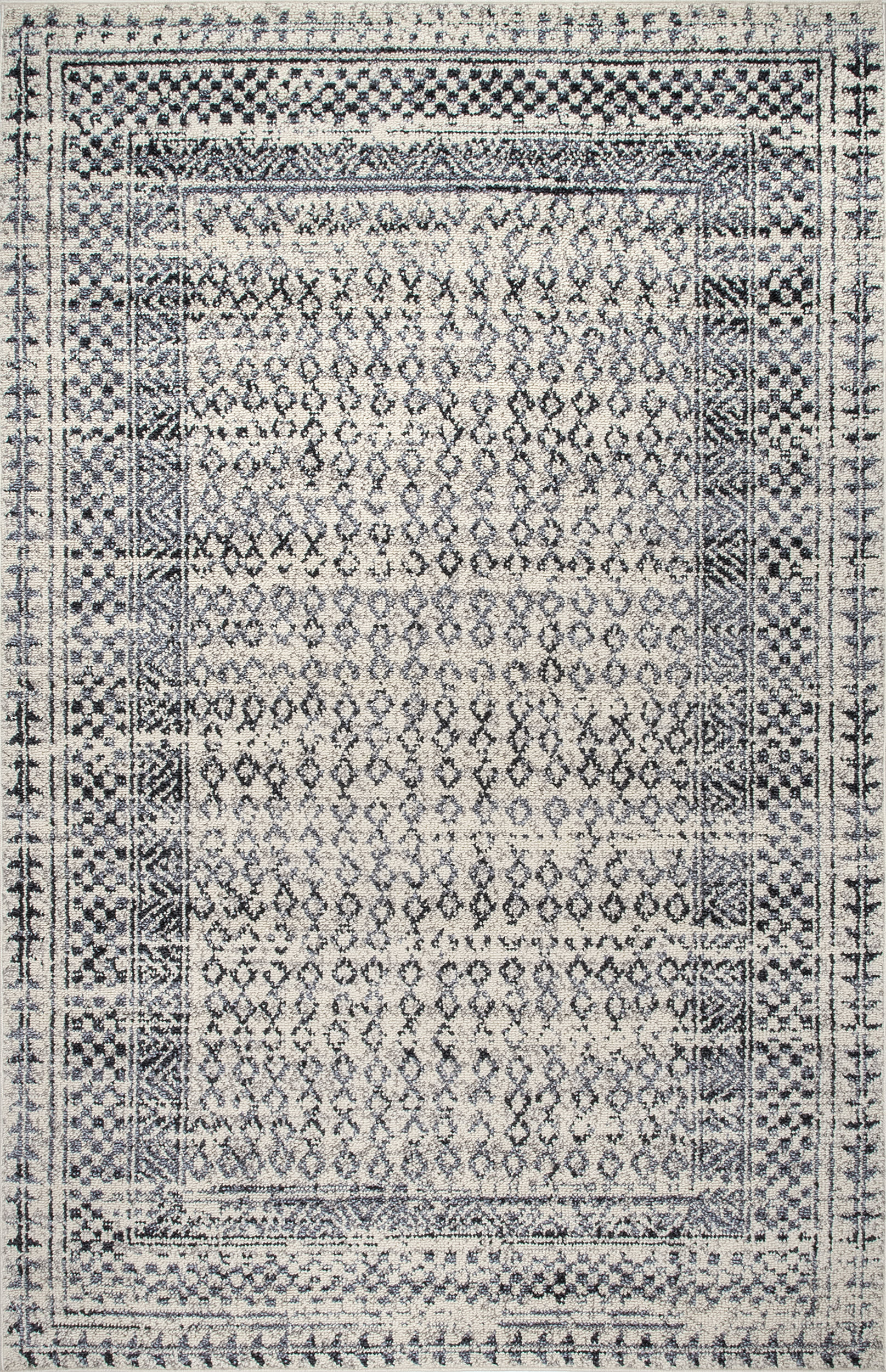 Checkered Diamonds Area Rug - Light Grey Soft Plush Carpet for Living Room, Bedroom, Nursery - Non-Slip Backing & Easy to Clean