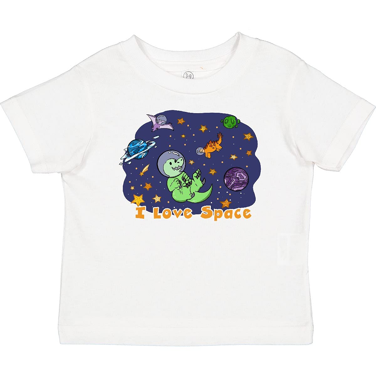 Inktastic I Love Space Cute Dinos and Planets Baby T-Shirt - Adorable Astronaut Dinosaur Graphic Tee for Toddlers & Infants - Perfect for Space-Themed Birthday Parties & Playdates