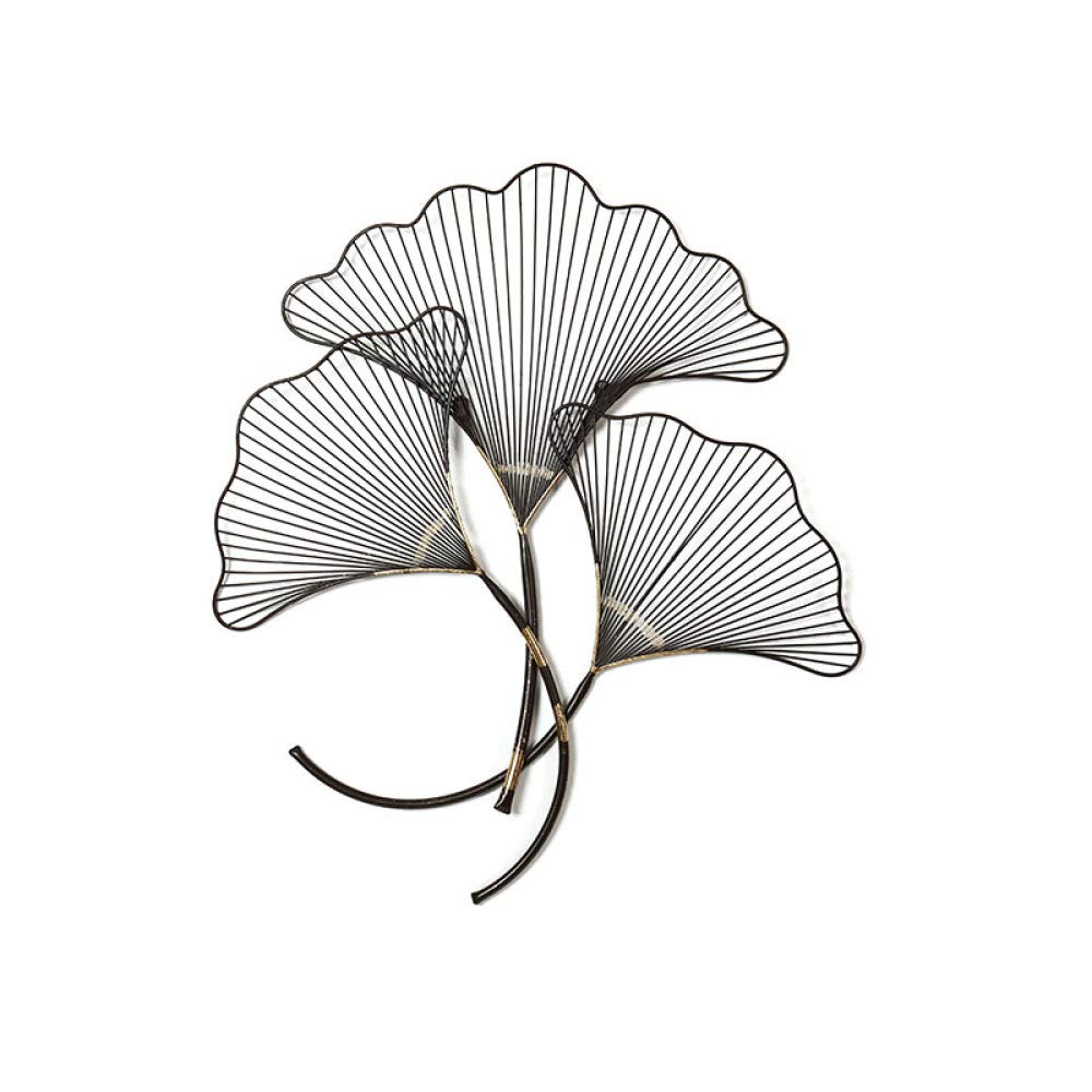 Hand-Painted Metal Ginkgo Leaf Wall Art Sculpture - Modern Brown Iron Gingko Biloba Leaf Décor for Living Room, Bedroom & Office Decoration