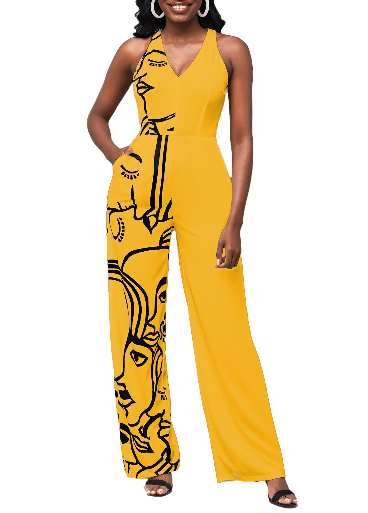 JTNFairy Women's One Shoulder Stretchy Jumpsuit - Summer Casual High Waist Wrap Romper with Pockets | Perfect for Beach Vacations, Date Nights & Outdoor Parties