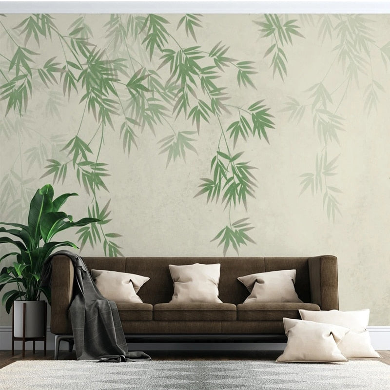 Foggy Green Leaf Wallpaper - Nature-Inspired Peel and Stick Wall Mural for Home Decor | Perfect for Living Room, Bedroom & Nursery Accent Walls