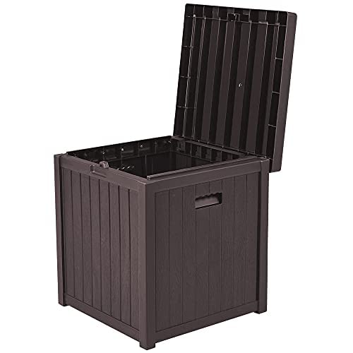 SUNVIVI 51 Gallon Waterproof Outdoor Deck Storage Box - Brown Resin Patio Storage Bin for Cushions, Pool Toys, Garden Tools | Perfect for Backyard, Patio & Poolside Organization