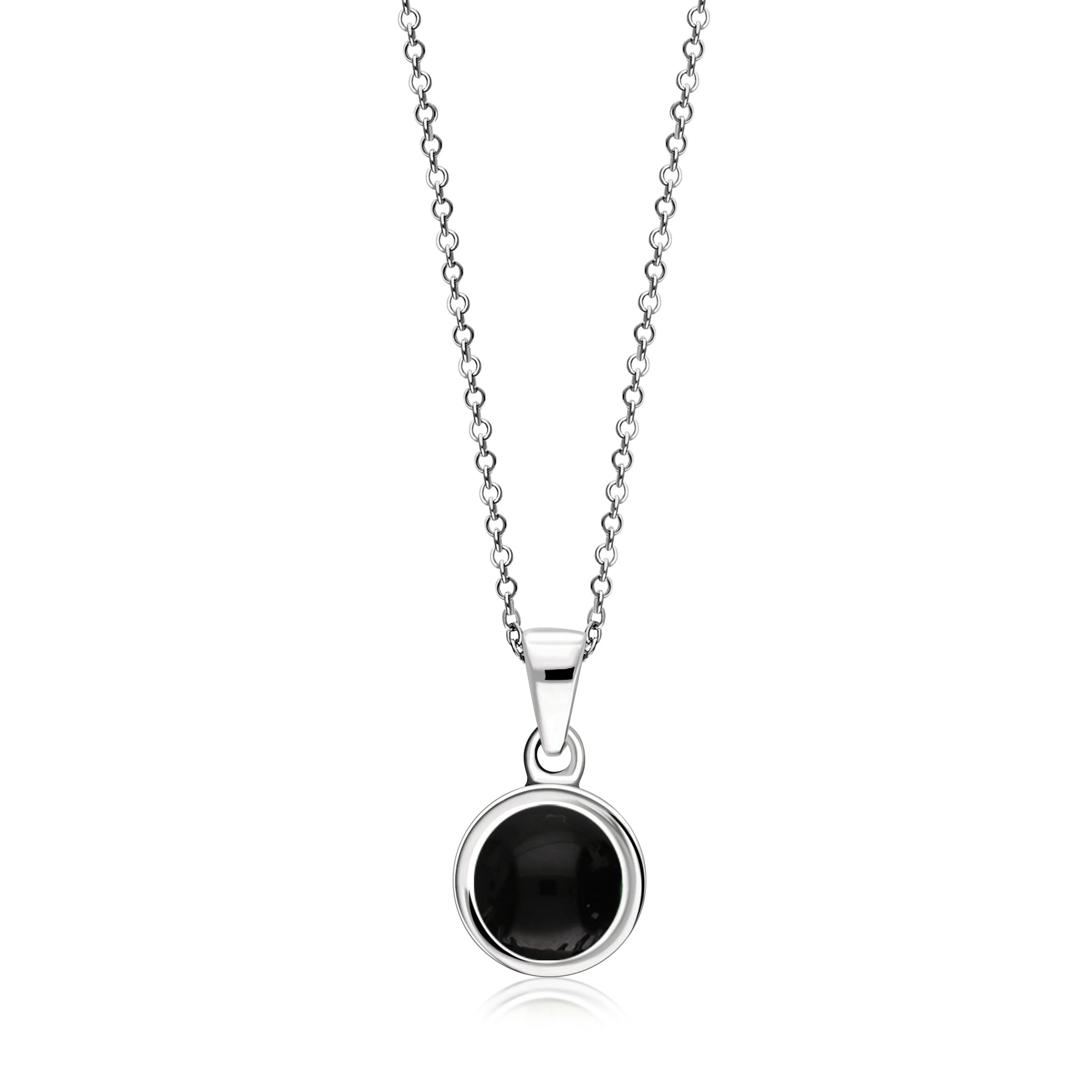 Whitby Jet & Birthstone Sterling Silver Double-Sided Round Pendant - Perfect for Birthdays, Anniversaries & Everyday Jewelry