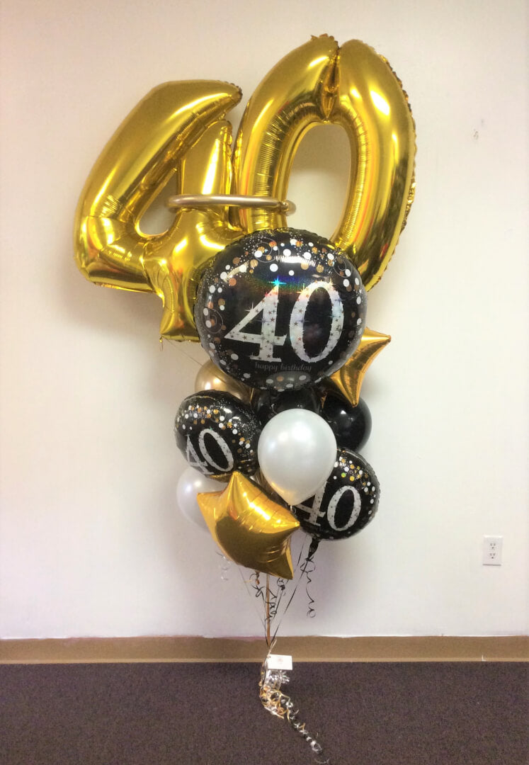 Happy 40th Birthday Jumbo Deluxe Balloon with Gold Number - Perfect for Milestone Birthday Decorations & Party Supplies