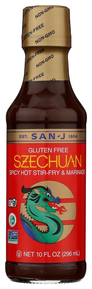 San-J Szechuan Cooking Sauce (3 Pack, 10 Oz Each) - Authentic Chinese Stir Fry Sauce for Noodles, Dumplings & Vegetables - Perfect for Asian Cuisine & Home Cooking