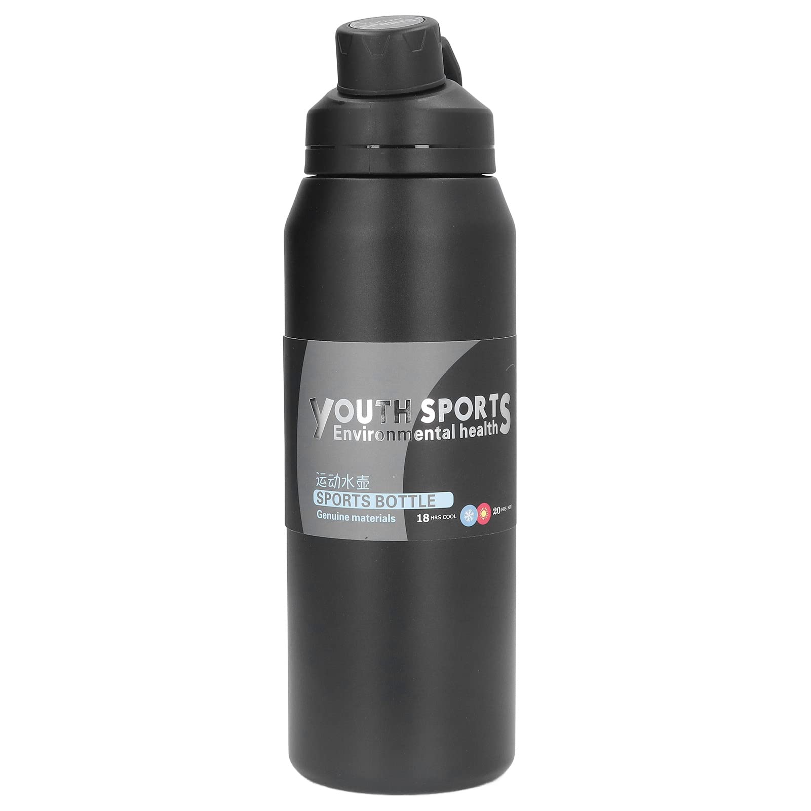 1 Liter Insulated Water Bottle - Durable, Portable for Travel, Camping, Sports, Gym, Hiking, and Outdoor Adventures (Black)