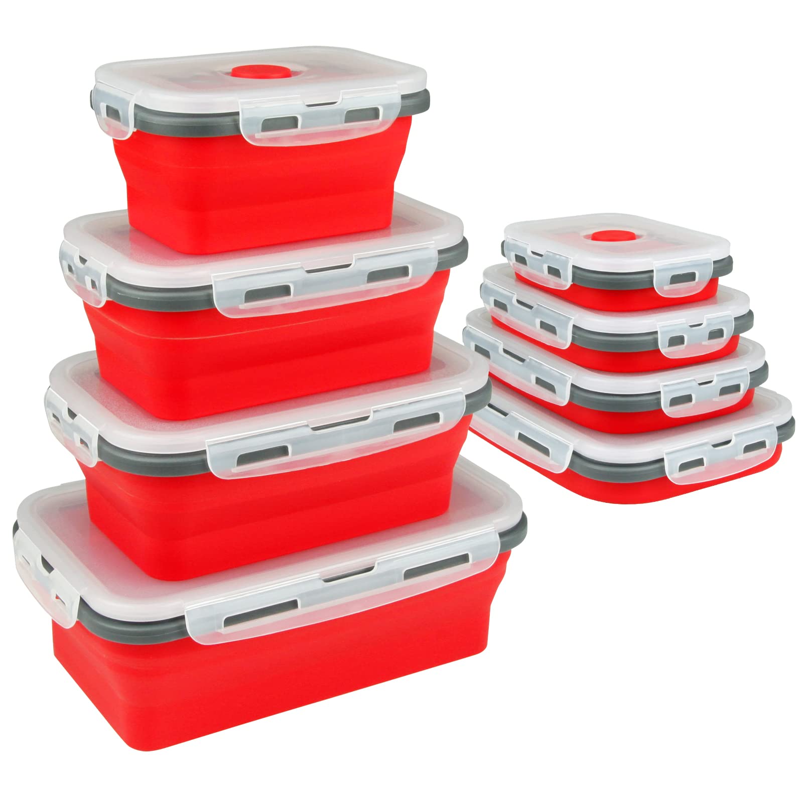 Collapsible Silicone Food Storage Containers with Lids - 4-Pack Reusable Kitchen Organizers for Meal Prep, Lunch Box, Pantry, Picnic & Travel - BPA-Free, Space-Saving & Leak-Proof for Home, Office & Outdoor Use