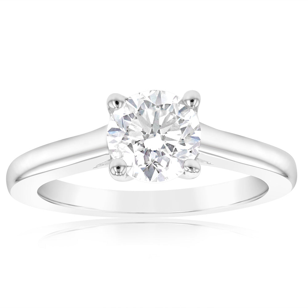 0.85 Carat Solitaire Diamond Engagement Ring in 18K White Gold - Perfect for Proposals, Anniversaries & Special Occasions