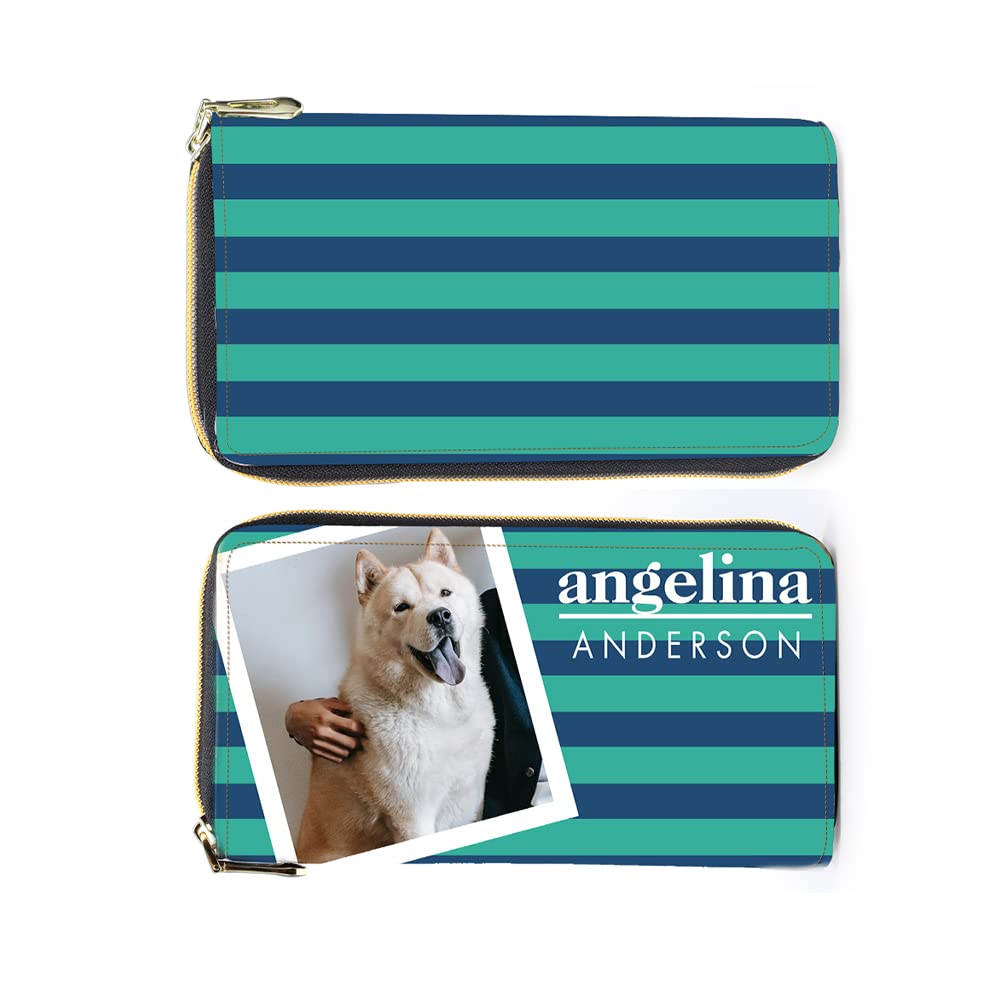 Custom Engraved Leather Wallets for Women - Personalized Photo & Name Zipper Credit Card Holder - Perfect Mother's Day Gift for Mom - Ideal for Everyday Use, Travel & Special Occasions