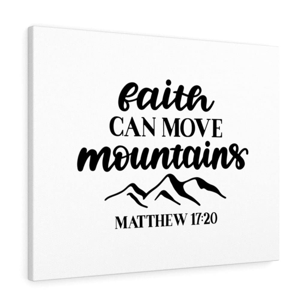 Christian Wall Art with Bible Verse - Matthew 17:20 'Move Mountains' Scripture Print | Ready to Hang Inspirational Home Decor for Living Room, Bedroom & Office | Faith-Based Gift Idea