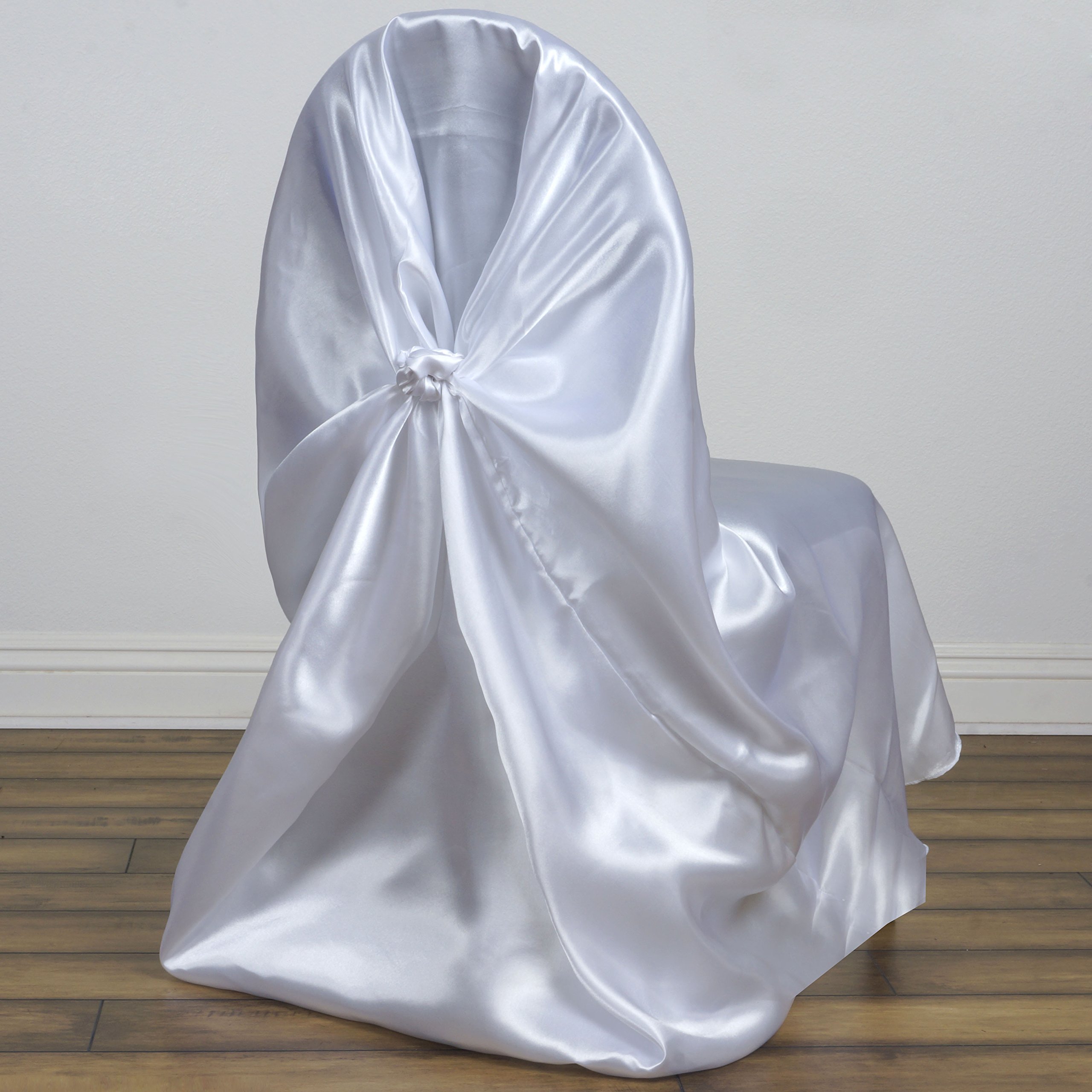 50-Pack White Satin Chair Covers Slipcovers - Universal Fit for Patriotic Events, Veterans Day & 4th of July Party Decorations | Perfect for Weddings, Banquets & Ceremonies