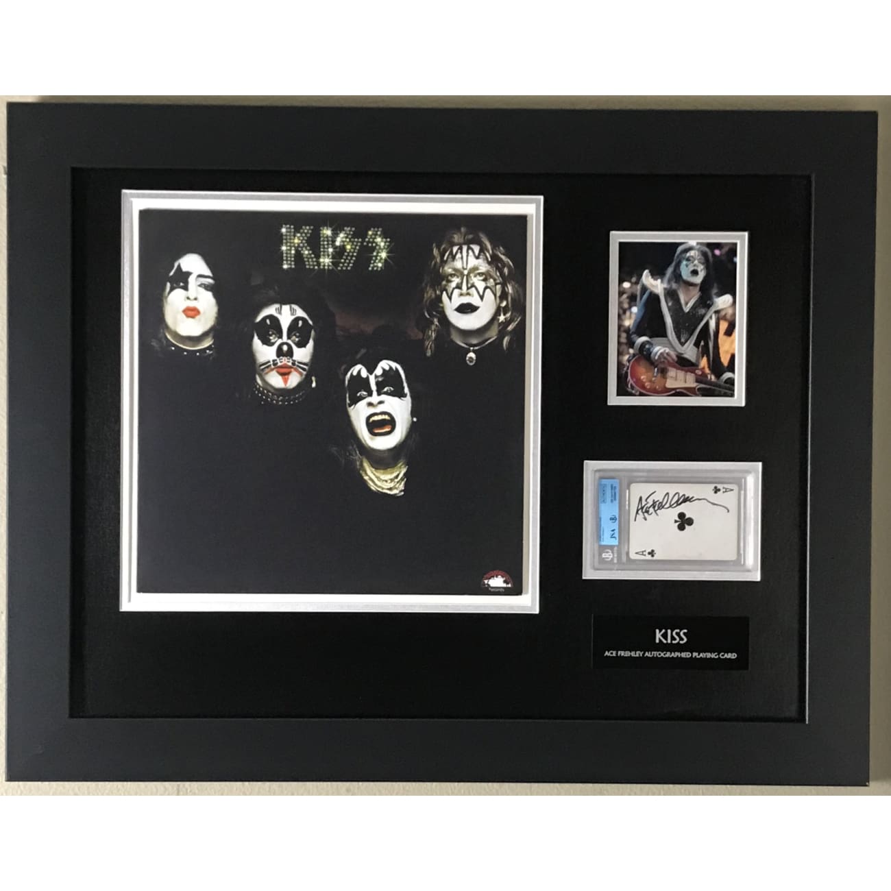 KISS Ace Frehley Autographed Memorabilia Collage with JSA COA - Limited Edition Rock Collectible for Fans & Music Memorabilia Enthusiasts - Perfect for Display in Home, Office, or Music Room