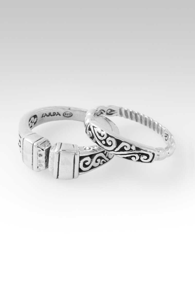 Sing Praise Ring Set of 2 - Tree of Life Design Stainless Steel Stackable Rings for Women, Perfect for Daily Wear, Gift Giving & Spiritual Jewelry Collection