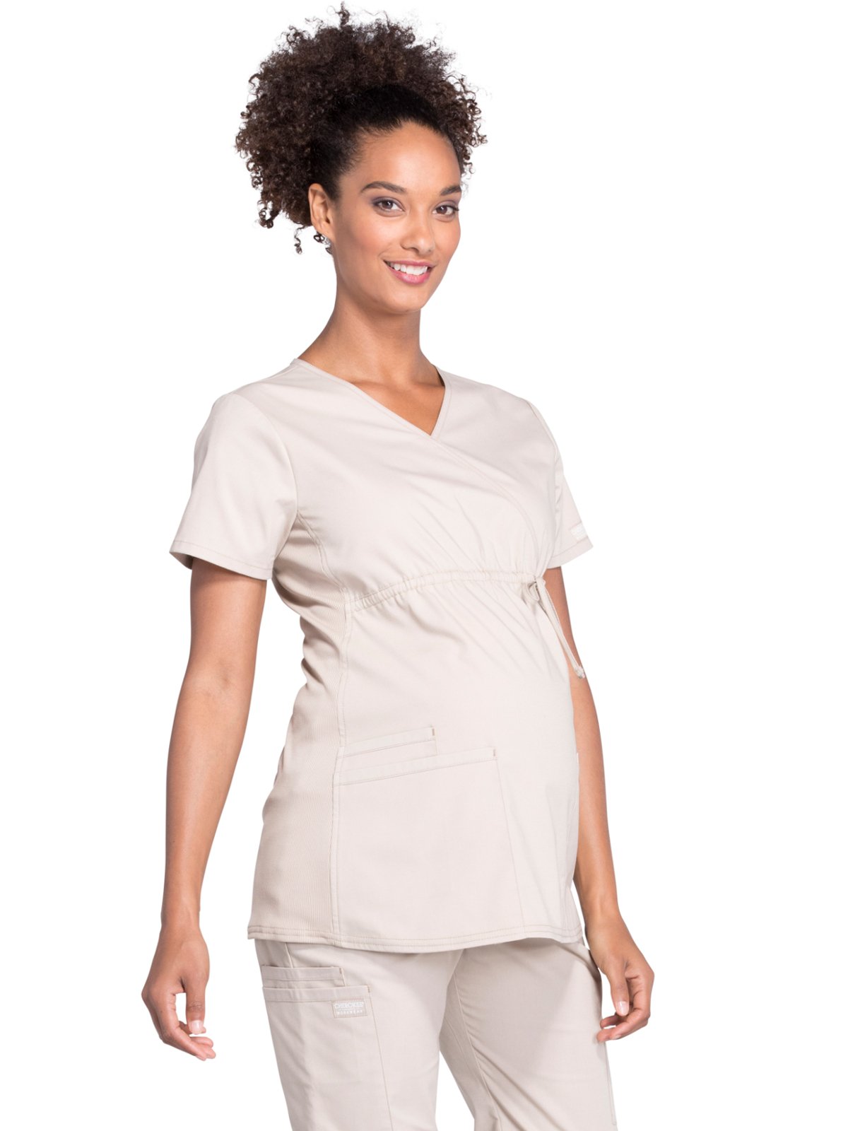 Cherokee Women's Professional Scrubs Top - Comfortable Maternity Mock Wrap Workwear WW685 for Nurses, Doctors & Healthcare Workers