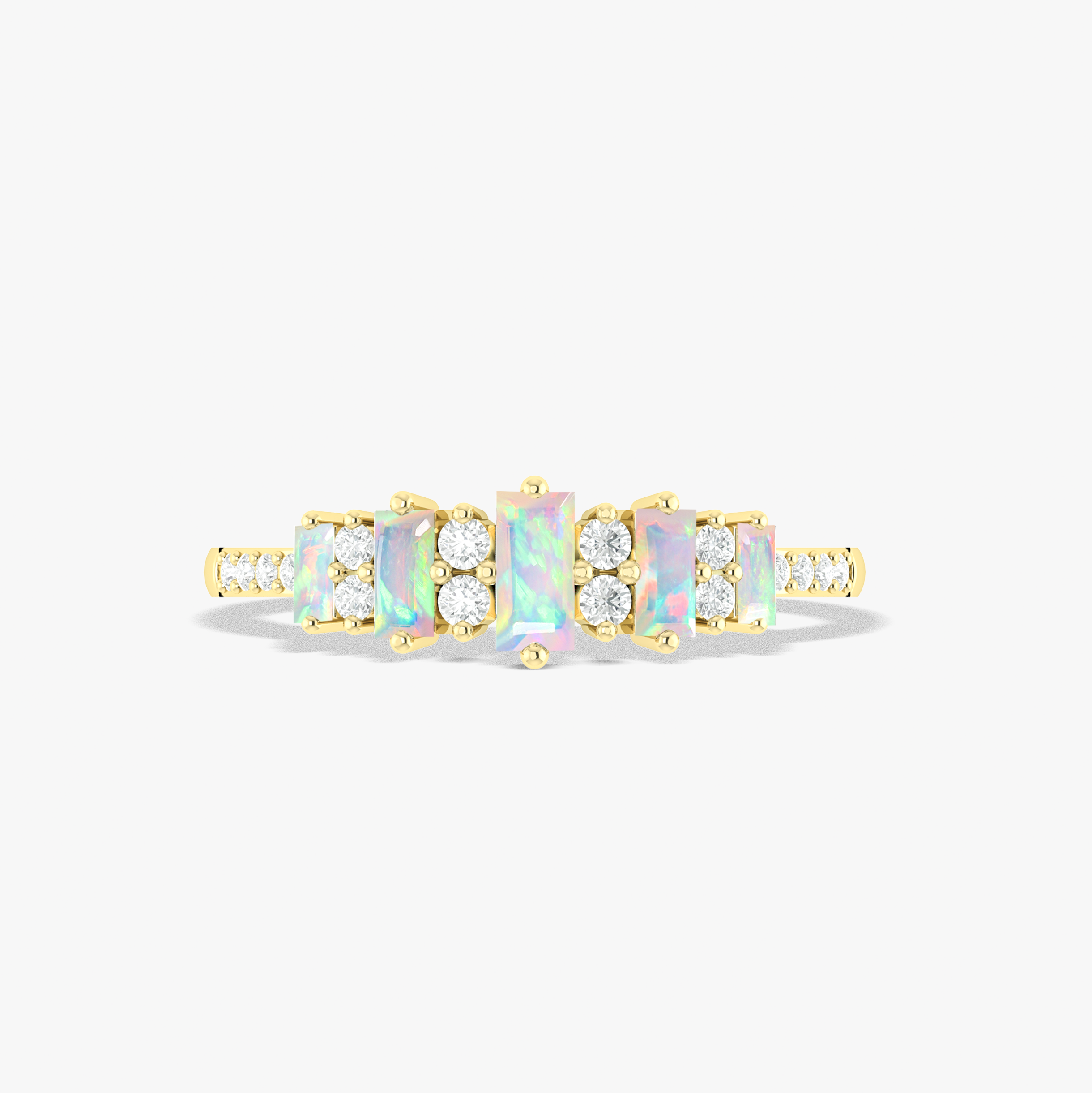 Elegant White Baguette Fire Opal Gemstone Ring for Women – Perfect for Weddings, Parties & Special Occasions