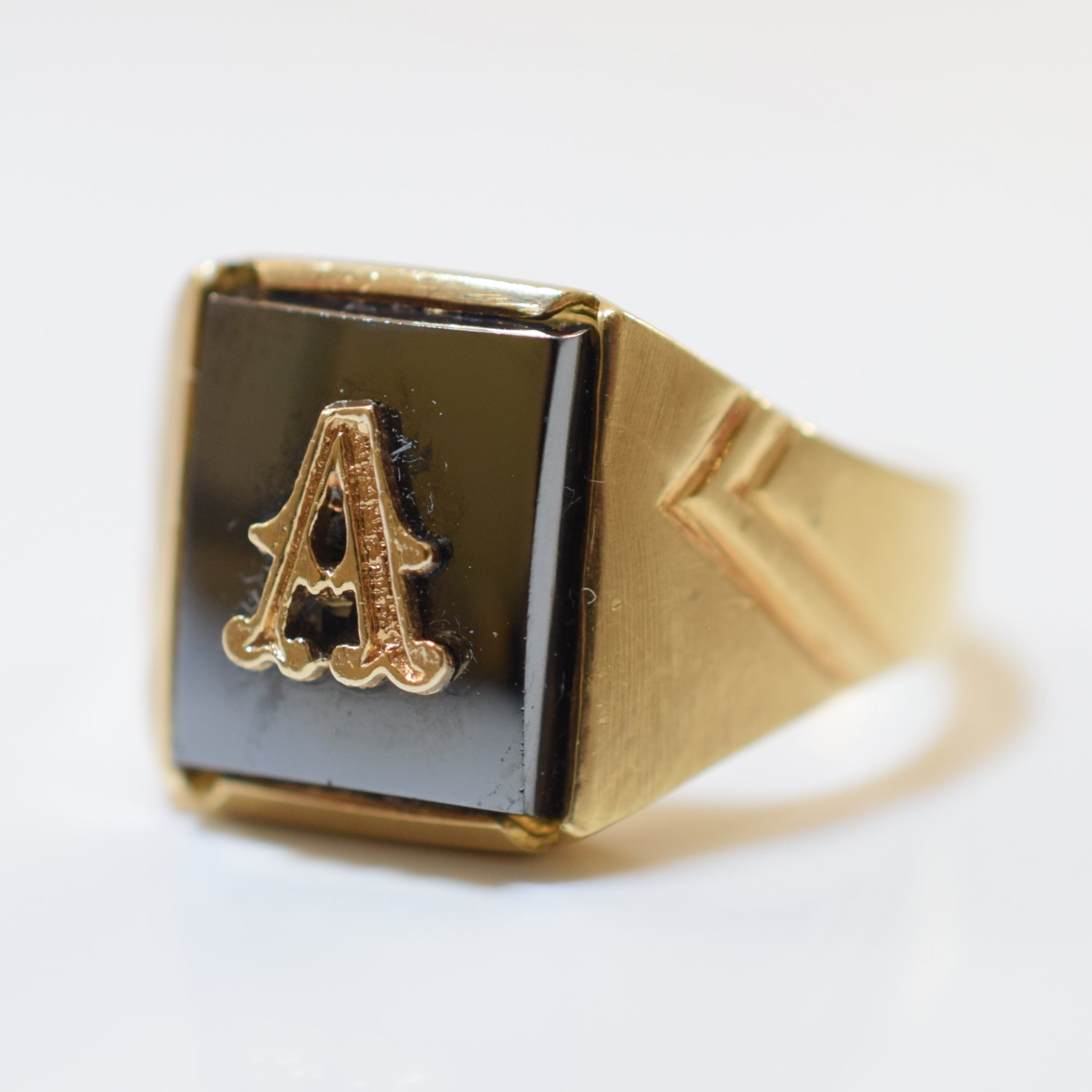 Hematite Ring for Women - 8.50ct Genuine Hematite Stone - Size 9.75 - Elegant Initial 'A' Jewelry - Perfect for Gifts, Birthdays & Everyday Wear