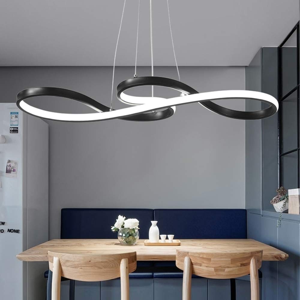 Modern LED Chandelier - Dimmable Ceiling Pendant Light with Remote Control (3000K-6500K Adjustable) - Acrylic Half Flush Mount Lighting Fixture for Dining Room, Kitchen Island, Bedroom & Living Room - Height Adjustable Designer Hanging Lamp for Home Decor & Interior Lighting